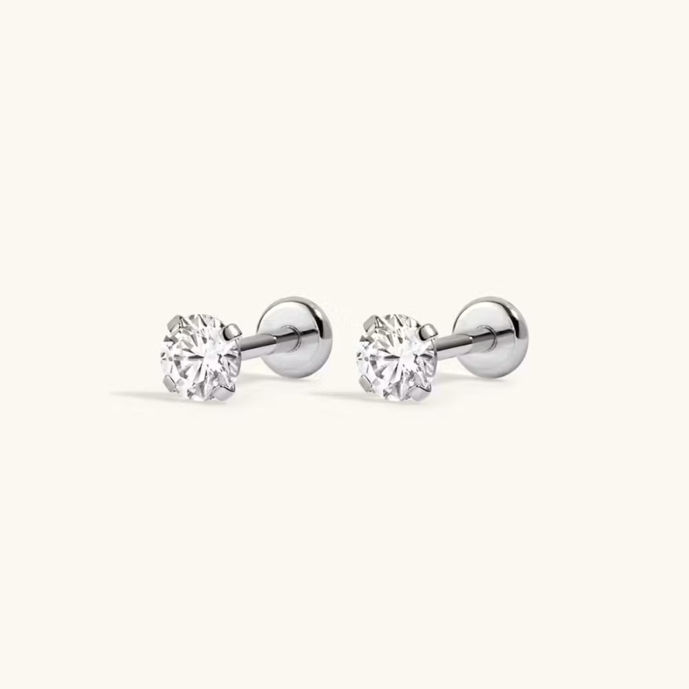 Designer Earrings Crystal Nap Flat Back Studs -Maison Miru-Titanium 20g 3mm NWT